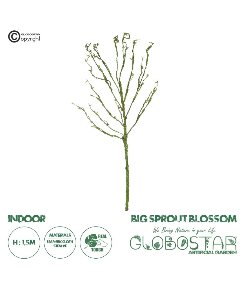 GloboStar® Artificial Garden BIG SPROUT BLOSSOM BRANCH 21461 Τεχνητό Διακοσμητικό Κλαδί Πράσινο Λάχανο Y150cm